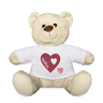 Cœur de Mère Double Cœur Amour Design - Nounours - blanc - Devant