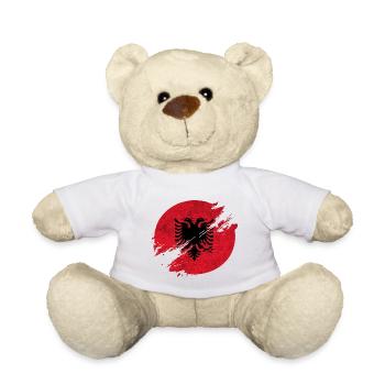 Albania Vintage Circle Flag / Gift Tirana - Teddy Bear - white - Front