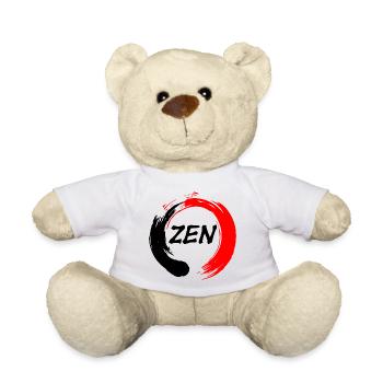 Zen geschrieben in enso zen Kreis rot und schwarz - Teddy - Weiß - Vorne