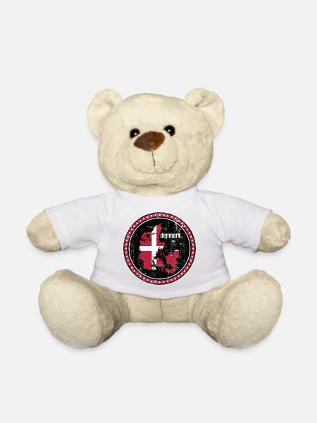 Flaggenabzeichen der Dänemark-Karte - Teddy - Weiß