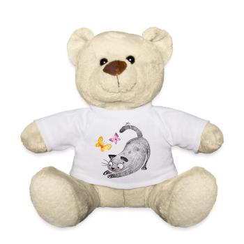 Katzenspiel mit Schmetterlingen - Teddy - Weiß - Vorne