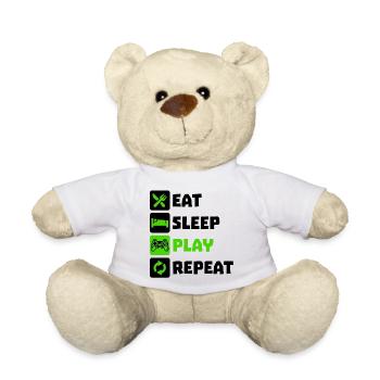 Manger Dormir Répétition Jeux Gamer Gaming - Nounours - blanc - Devant