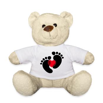 Coeur Enceinte Pieds bébé - Nounours - blanc - Devant