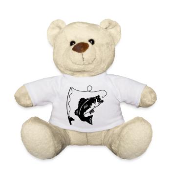 Fishing rod and fish - Teddy Bear - white - Front