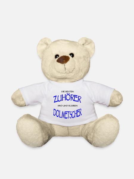 Dolmetscher Sprache Übersetzer Zuhörer Geschenk - Teddy - Weiß