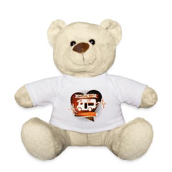 CAMPING BEAT - Herzschlag Orange Motorhome Camping - Teddy Bear - white - Front