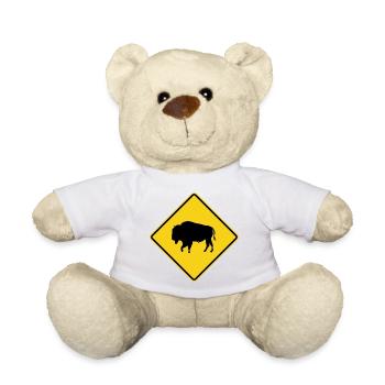 Bison Warning Sign - Teddy Bear - white - Front