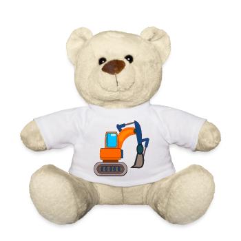 CONSTRUCTION SITE EXCAVATOR CHILDREN DIGGING - Teddy Bear - white - Front