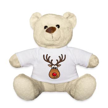 Rudolf Christmas reindeer face - Teddy Bear - white - Front