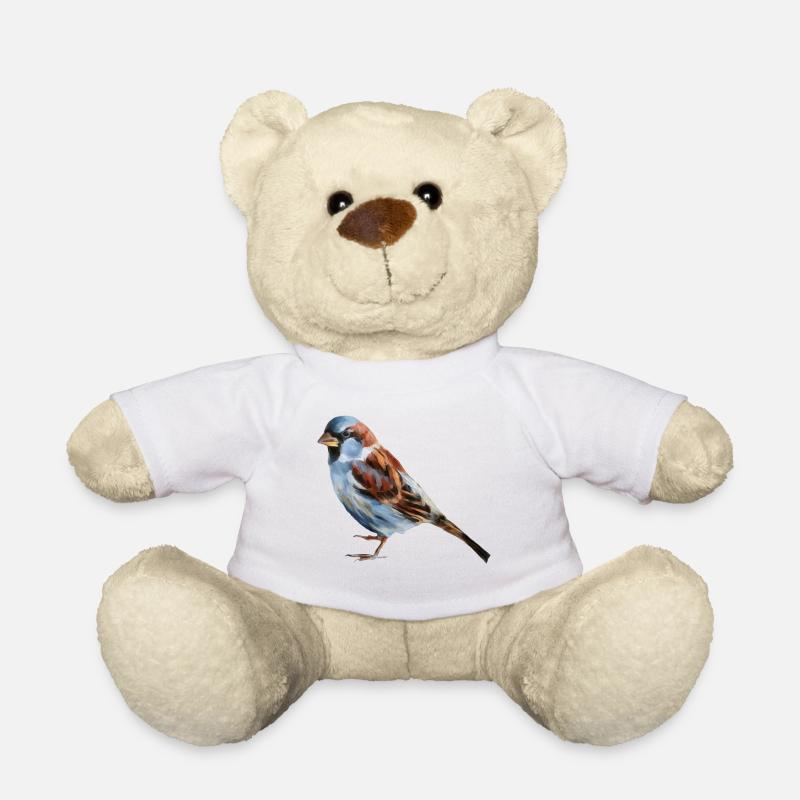 Vogel Spatz  - Teddy - Weiß
