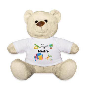 Merci Maître cadeau fin année scolaire instituteur - Nounours - blanc - Devant