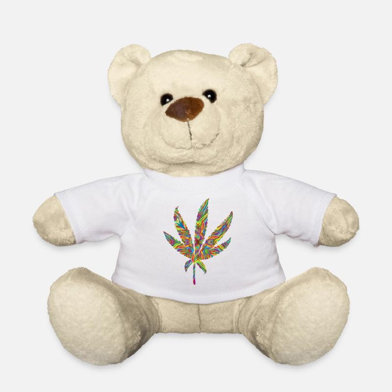 Hemp leaf psychedelic 2 - Teddy Bear - white