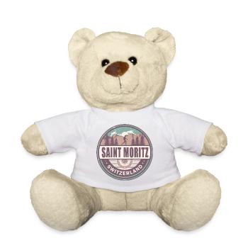 Saint Moritz Switzerland Swiss Alps Vintage Hiking - Teddy Bear - white - Front