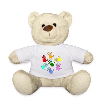 Peindre les mains des enfants - Nounours - blanc - Devant