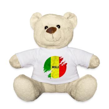 Drapeaux Mali cercle vintage - Nounours - blanc - Devant