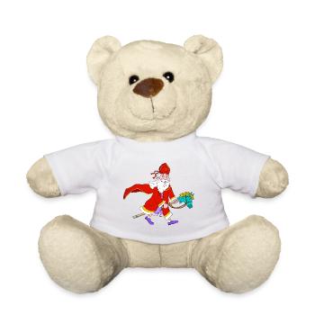Saint Nicholas on Toy Hobby Horse - Teddy Bear - white - Front