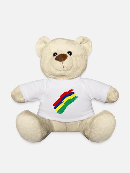 Mauritius Flag Colors - Teddy Bear - white