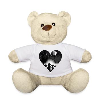 zwei verliebte Füchse im Mondschein - Teddy - Weiß - Vorne