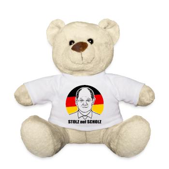 stolz auf Scholz, Bundeskanzler, Deutschland Shirt - Teddy - Weiß - Vorne