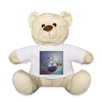 Wonderful crane with flowers - Teddy Bear - white - Front