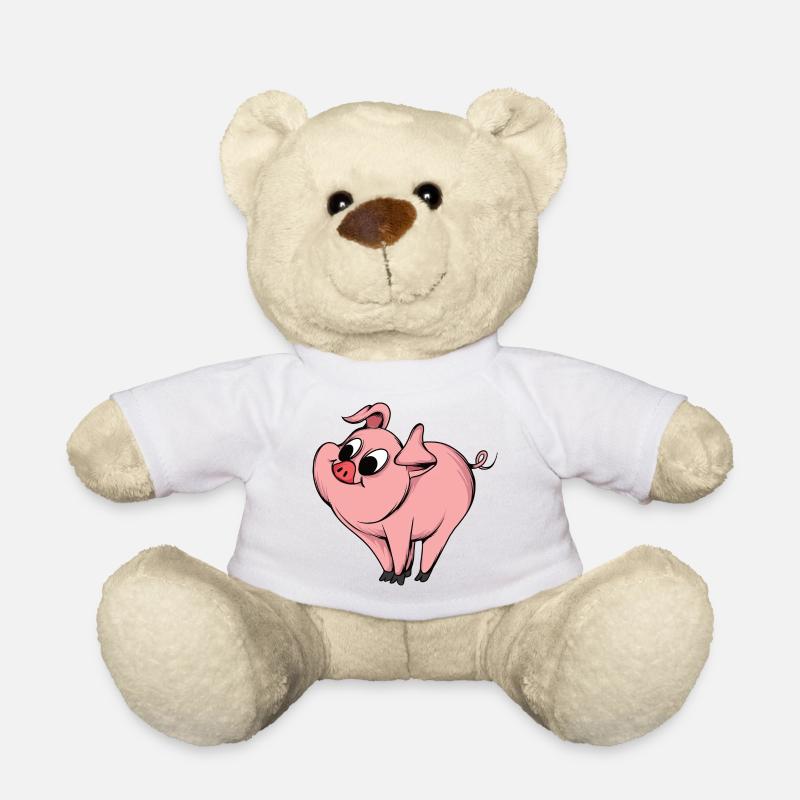 Playful Pig Cartoon Design - Teddy Bear - white