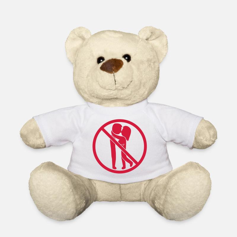 Verboten Schild Küssen - Teddy - Weiß