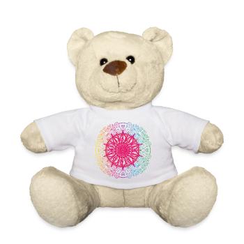 Regenbogen Mandala Gradient Kreis - Teddy - Weiß - Vorne