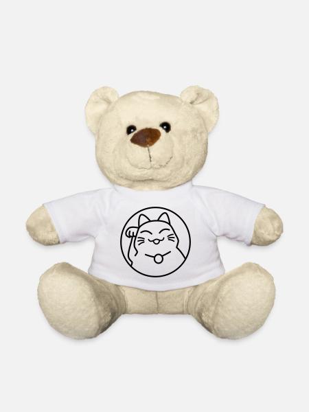 Maneki Neko Neon – Glückskatze aus Japan, Kawaii - Teddy - Weiß