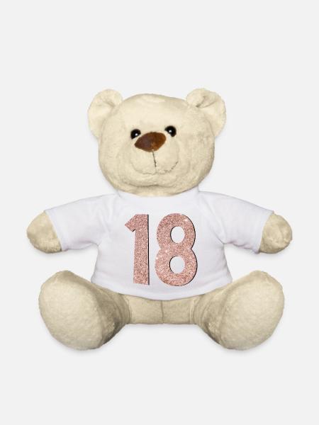 Numéro 18 - 18e anniversaire - dix-huit - Nounours - blanc