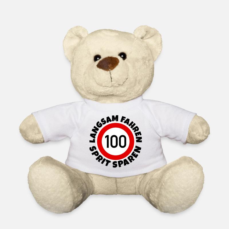 Langsam fahren - Sprit sparen - Tempo 100 - Teddy - Weiß