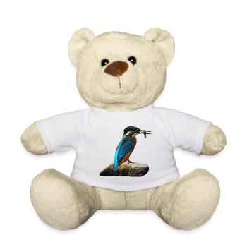 coole vögel, fischendes Eisvogel männchen - Teddy - Weiß - Vorne