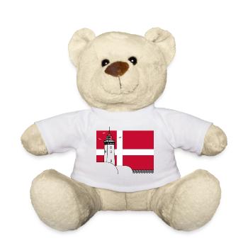 Drapeau du Danemark avec phare de Rubjerg Knude - Nounours - blanc - Devant