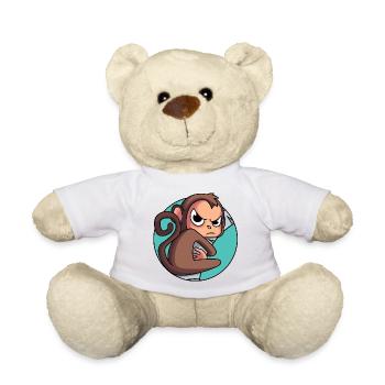 Monkey driven up the wall - Teddy Bear - white - Front