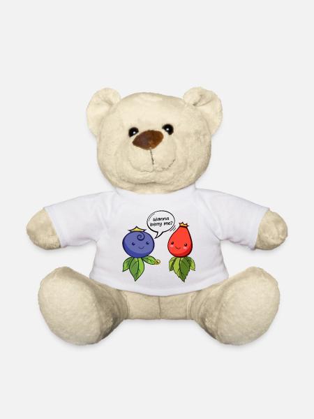 Kleine Beeren und Blätter Illustration - Teddy - Weiß