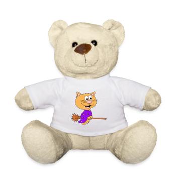 KATZE - HEXE - HEXENBESEN - TIER - KIND - BABY - Teddy - Weiß - Vorne