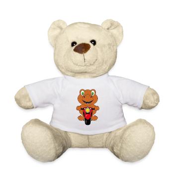 MOTORRAD - MOTORRADFAHRER - BIKER - DINOSAURIER - Teddy - Weiß - Vorne