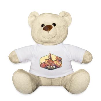 Retro badge, Toulouse France is my hometown - Teddy Bear - white - Front
