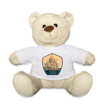 Retro badge, Paris France is my hometown - Teddy Bear - white - Front