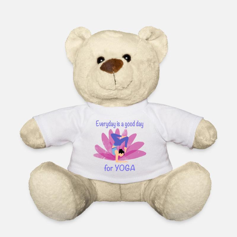 Everyday yoga with flower accent - Teddy Bear - white