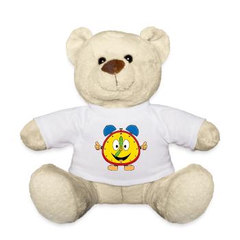 WECKER - UHR - UHRZEIT - KINDER - BABY - Teddy - Weiß - Vorne