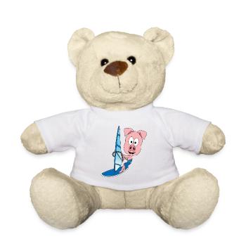 WINDSURFEN - SURFER - WASSERSPORT - SCHWEIN - TIER - Teddy - Weiß - Vorne