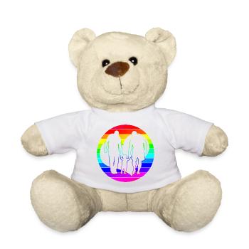 Rainbow Heart Dad & Dad Grandpa & Grandpa - Teddy Bear - white - Front
