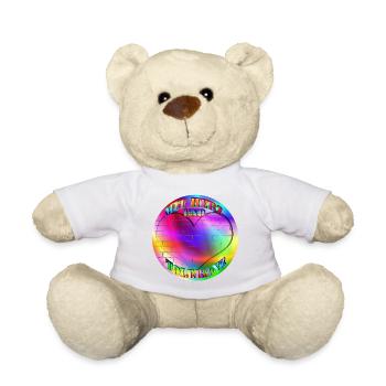 Regenbogen mit Herz und Toleranz ohne Mauer - Teddy - Weiß - Vorne