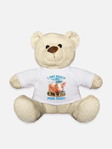 Schweine Zeichnung Ferkel Bauernhof - Teddybjørn - hvid
