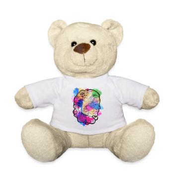 Une belle et drôle aquarelle Calavera Design - Nounours - blanc - Devant