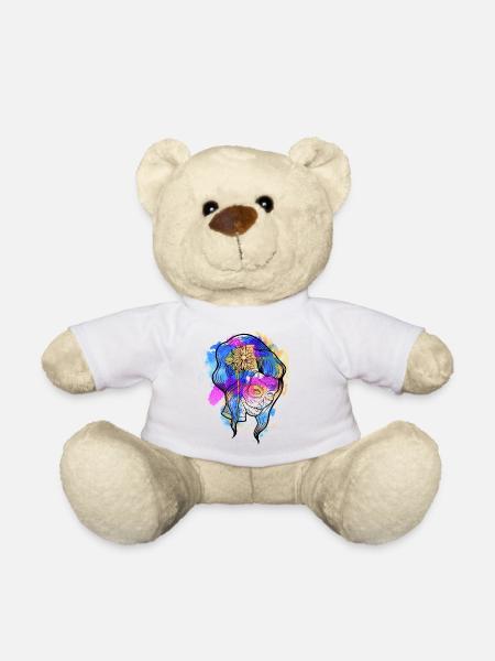 Ein Schönes und Lustiges Aquarell Calavera Design - Teddy - Weiß
