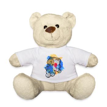 Une belle et drôle aquarelle Calavera Design - Nounours - blanc - Devant
