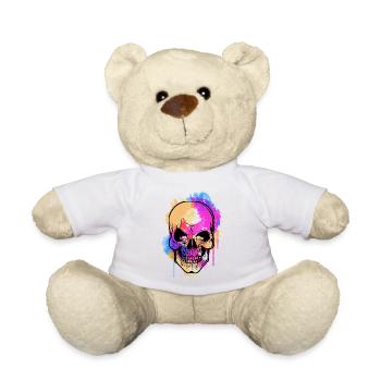 Fearful and beautiful watercolor skull design - Teddy Bear - white - Front