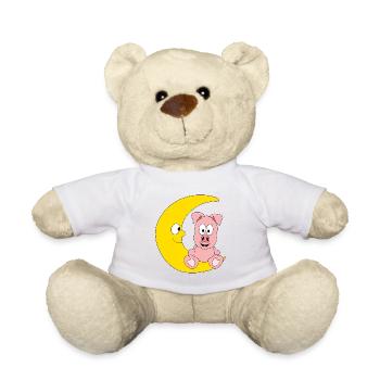 SCHWEIN - MOND - TIER - KINDER - BABY - Teddy - Weiß - Vorne