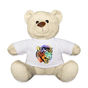A Beautiful and Fun Watercolor Tiger Design - Teddy Bear - white - Front